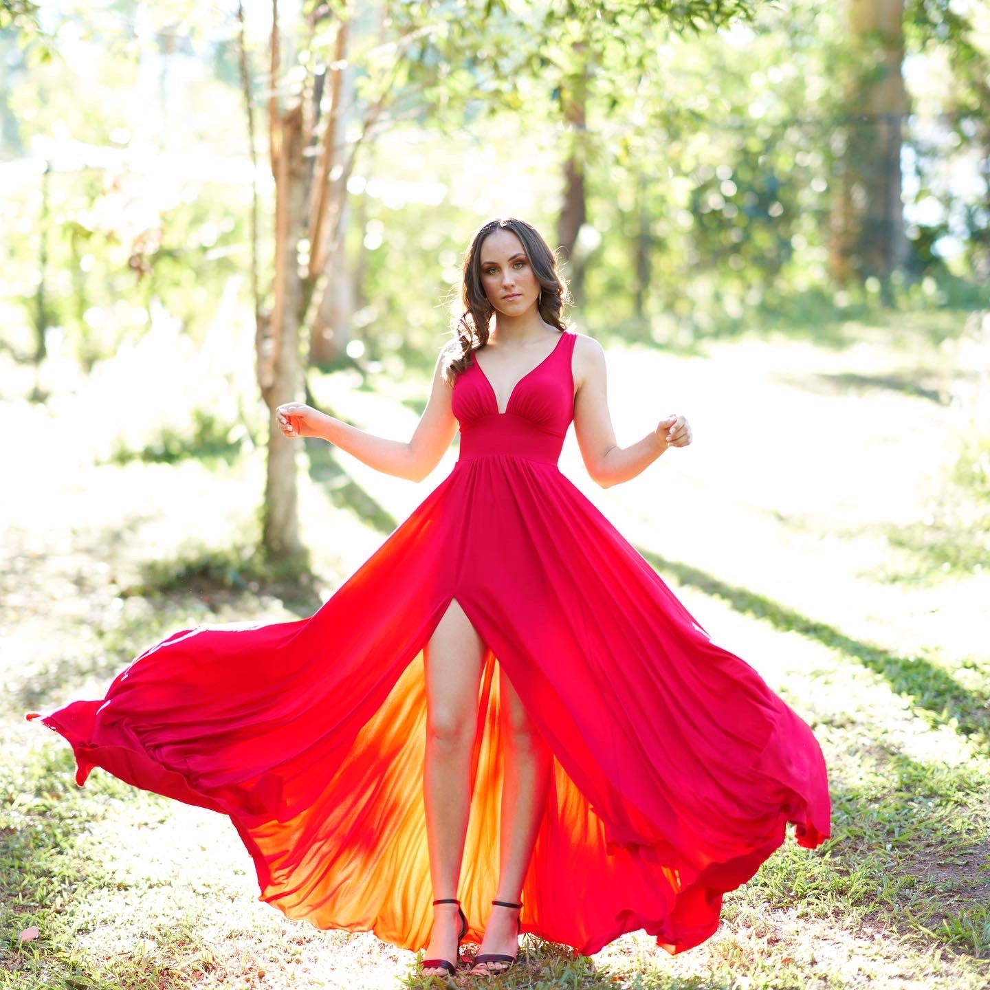 Red V dress